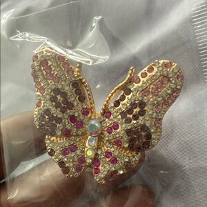 Butterfly Gold and Pink Brooch